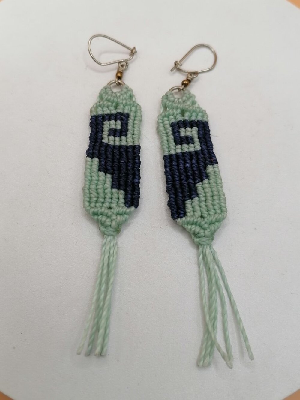 Handmade Macrame Earrings with Geometric Labyrinth Design